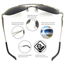 Premium Military Style Classic Aviator Sunglasses, Polarized, 100% UV Protection