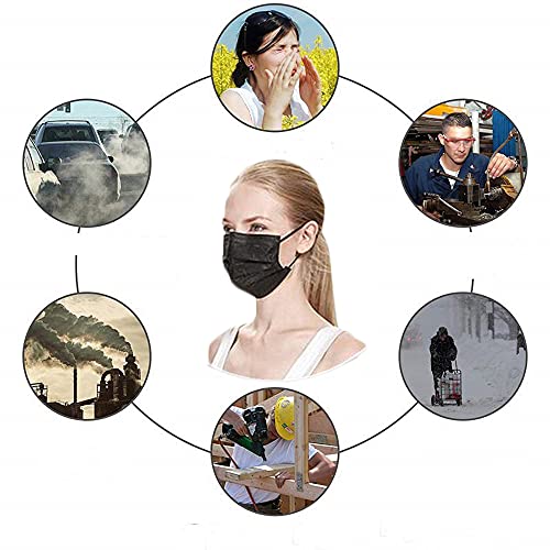 100PCS 3 Ply Black Disposable Face Mask Filter Protection Face Masks