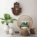 Wooden Hamsa Shelf for Crystals- Large 20 Inch Crystal Display Shelf