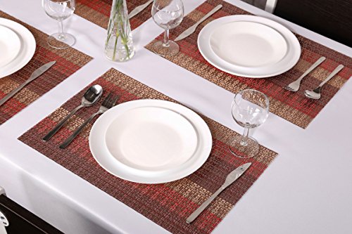 Placemats Set of 6,Red Vinyl Placemat for Dining Table,Home,Kitchen,and Outdoor