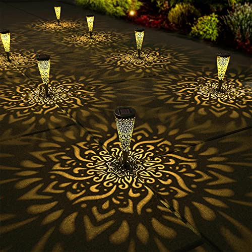 6 Pack Solar Lights Outdoor Garden Decorative Solar Garden Lights with Warm Light Waterproof Solar