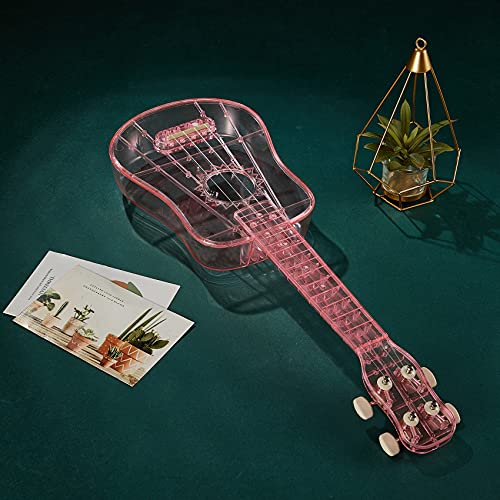 TienClef 21 Inch Concert Soprano Ukuleles for Beginners with Gig Bag Carbon String Integrated Molding Transparent Ukalalee Set for Kids Adults Starter (Pink)