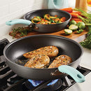 Rachael Ray Twin Pack Hard Anodized Aluminum Skillet Set, 9.5 & 11.75-Inch, Light Blue