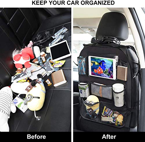 ONE PIX Backseat Car Organizer Mats Backseat Storage Bag with Table Holder for Kids