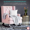 Rocking Accent Chair, Tufted Upholstered Linen Wingback