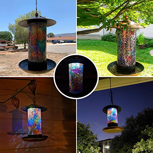 Solar Bird-Feeder for Outside Hanging Outdoor - Solar Powered Garden Lantern Light