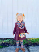 Unique Baby Girls 3 Piece Colorful Aztecan Thanksgiving Turkey Legging Set (5/L, Brown)