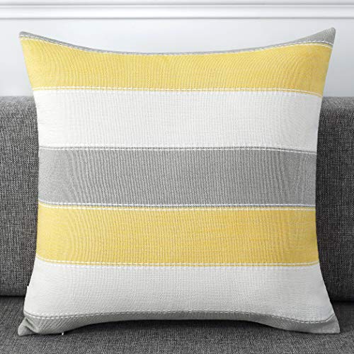 Pack of 2 Farmhouse Stripe Check Throw Pillow Covers Set