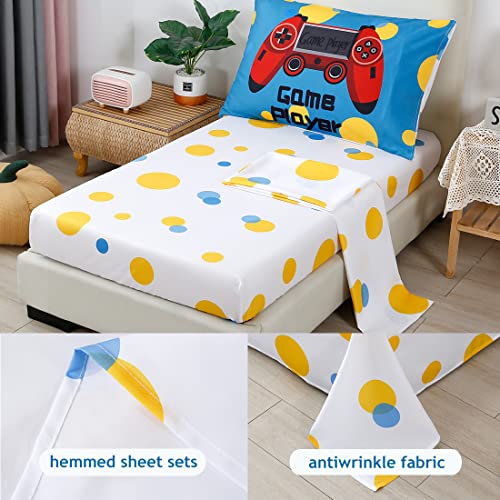 Comforter Sets for Toddler 4 Pieces Toddler Bedding Set Boys Gamer Comforter Sheet Set