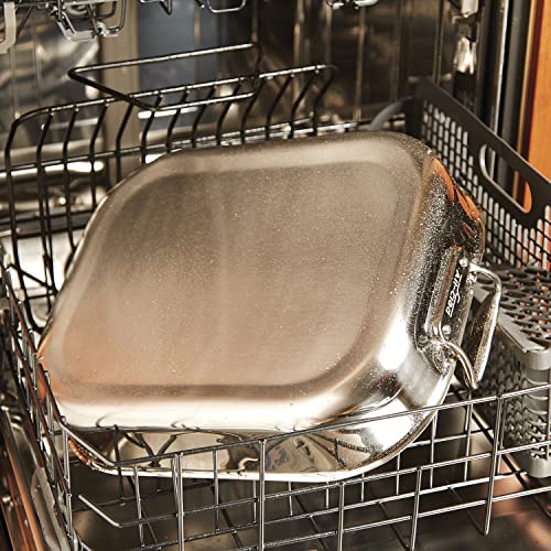 Dishwasher Safe Large 13 x 16-Inch Roaster with Nonstick Rack Cookware, 25-lbs, Silver