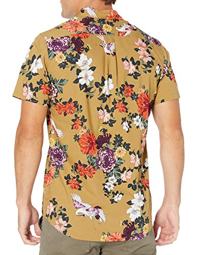 Men's Slim-Fit Short-Sleeve Poplin Shirt, Abstract Floral Print, X-Large