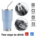 30oz Blue Tumbler Stainless Steel Double Wall Vacuum Insulated Mug with Straw and Lid