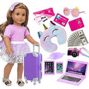 American 18 Inch Girl Doll Travel Suitcase Play Set with 18 Inch Doll Clothes and Accessories