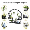 Fullwatt Plant Stand Indoor,5 Tier Half Moon Shape Ladder Flower Pot Stand Rack of 2,Metal Flower Shelf with 6 Hooks for Home Patio Lawn Garden Balcony Holder