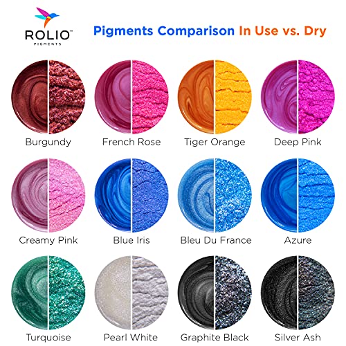 Rolio Mica Powder - 24 Pearlescent Color Pigments for Paint, Dye, Nail Polish