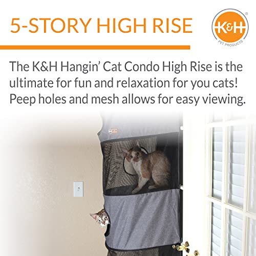 Hangin' Cat Condo Door Mounted Cat Furniture Cat Tree Classy Gray 5 Story High Rise