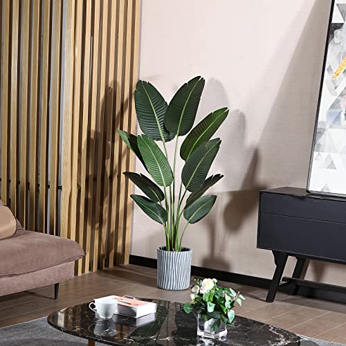 Artificial Bird of Paradise Plants 5Ft Fake Tropical Palm Tree with 10 Trunks in Pot