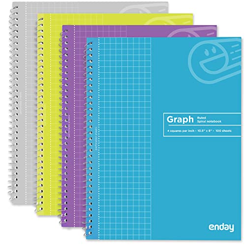 Graph Paper Notebooks Spiral Quad Ruled Grid Notebook Heavy Duty White Paper