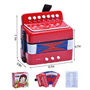 Kids Accordion 10 keys Button,Musical Instrument,Accordions Gift for Child Beginners (Red)