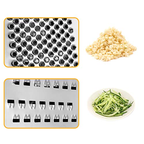 Kitchen Box Grater, Stainless Steel Grater - 6 Sides Stand Grater with Rubber Handle & Base