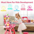 Toddler Vanity Set 36 Pack Kids Beauty Salon Set for Little Girls with Chair