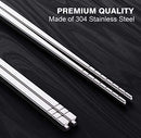 5 Pairs Premium Reusable Metal Stainless Steel Chopsticks Dishwasher Safe
