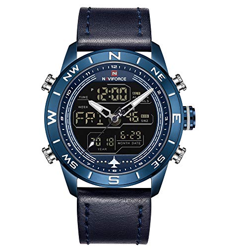 Men Sport Military Waterproof Leather Waches Multi-Function Wristwatch