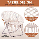 Saucer Chair with Folding Metal Frame, 100% Cotton Handmade Round Cozy Chairs