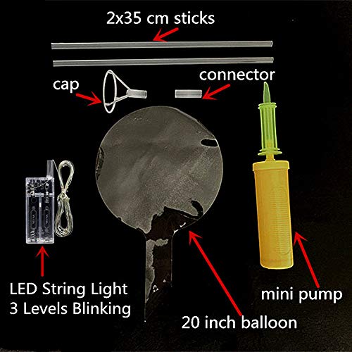 6 PACKS LED Light Up BoBo Balloons with Stick,3 Levels Flashing LED String Lights,