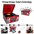 50's Retro Bluetooth Record Player & Multimedia Center with Built-in Speakers