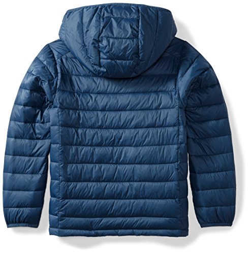 Boys' Lightweight Water-Resistant Packable Hooded Puffer Coat, Navy, X-Large
