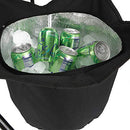 Folding Table with Insulated Cooler, Food Basket, and Travel Bag - Black