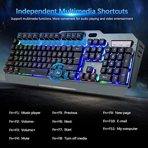 Wireless Gaming Keyboard and Mouse,Rainbow Backlit Rechargeable Keyboard