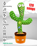 Dancing Cactus Toy,Volume Adjustment Talking/Sing/Repeat/Dancing/Recording/Rainbow LED with Gift Package(120 Songs in English) (Dancing Cactus-Gift Wrap-No Battery, Cotton)