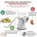 Kitchen Basics 3 N 1 Manual Meat and Vegetable Grinder Mincer