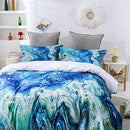 Aqua Blue Duvet Cover Set Queen Size,3 Pcs Soft Cooling Aesthetic Duvet Cover