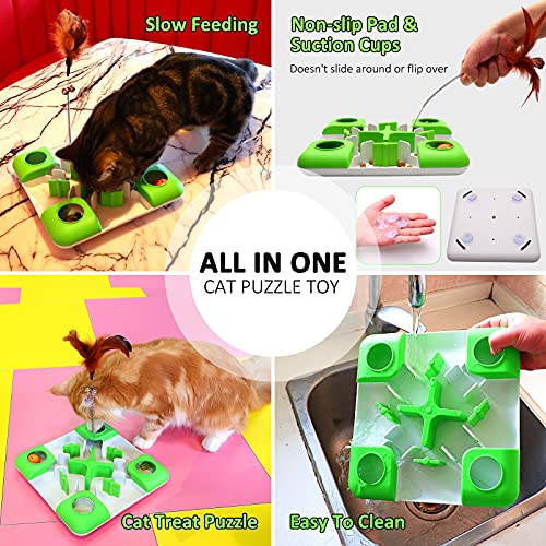 Cat Puzzle Feeder Treat Puzzle Toy, Cat Slow Feeder Food Dispenser, Interactive Treat