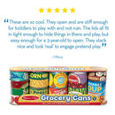 Grocery Cans Play Food Kitchen Accessory - 10 Stackable Cans With Removable Lids