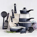 Soft Grip Healthy Ceramic Nonstick, 16 Piece Cookware Pots and Pans Set