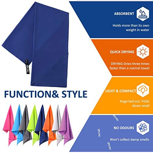 Microfiber Towel Perfect Sports & Travel & Beach Towel. Fast Drying - Super Absorbent
