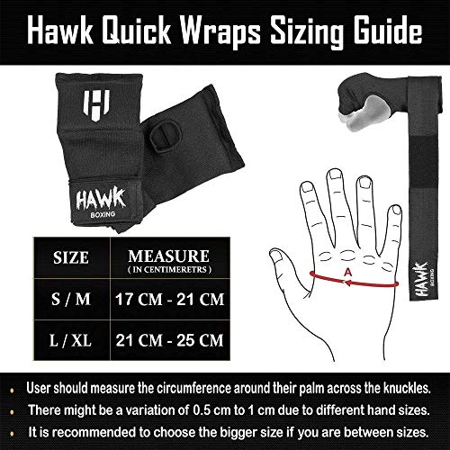 Hawk Padded Inner Gloves Training Gel Hand Wraps for Boxing Quick Wraps