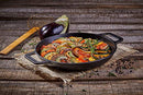 Cast Iron Round Skillet with Double Loop Handles Seasoned with 100% Kosher Certified