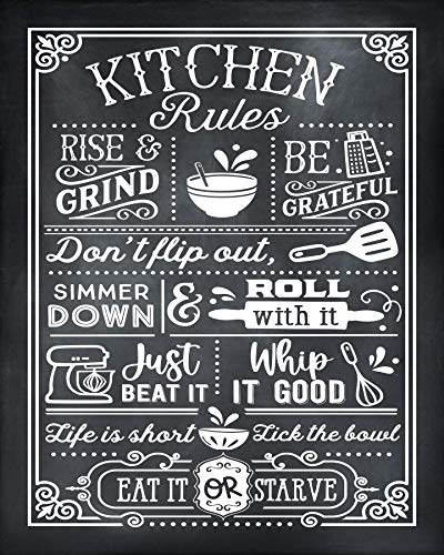 Kitchen Rules Black Chalkboard Wall Decor, Kitchen Art Home Decor,