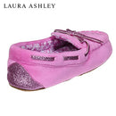 Kids Girls Fleece Glitter and Bow Moccasins Fuschia 11/12