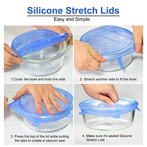 Silicone Stretch Lids 14 Pack Include 2Pcs XXL Size up to 9.8'' Diameter, Reusable