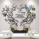Love Family Tree Wall Decor Picture Frame Collage Removable 3D DIY Acrylic Wall Stickers for Living Room with Red Heart and Quote Family Like Branches on a Tree