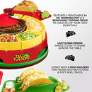 Nostalgia Taco Tuesday Heated Lazy Susan Topping Bar Perfect for Burritos, Nachos, Fajitas, 20-Oz. Warming Pot, Includes 4 Tortilla Holders, Red