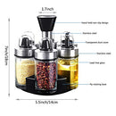 Oil and Vinegar Dispenser Set of 6 Bottles, Stainless Steel Salt and Pepper Holder
