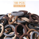 100 Pcs Thick Seamless Brown Hair Ties, Ponytail Holders Hair Accessories No Damage