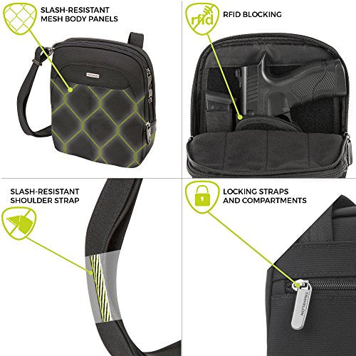 Travelon Anti-Theft Concealed Carry Slim Bag, Black, 7.75 x 9.25 x 2.25